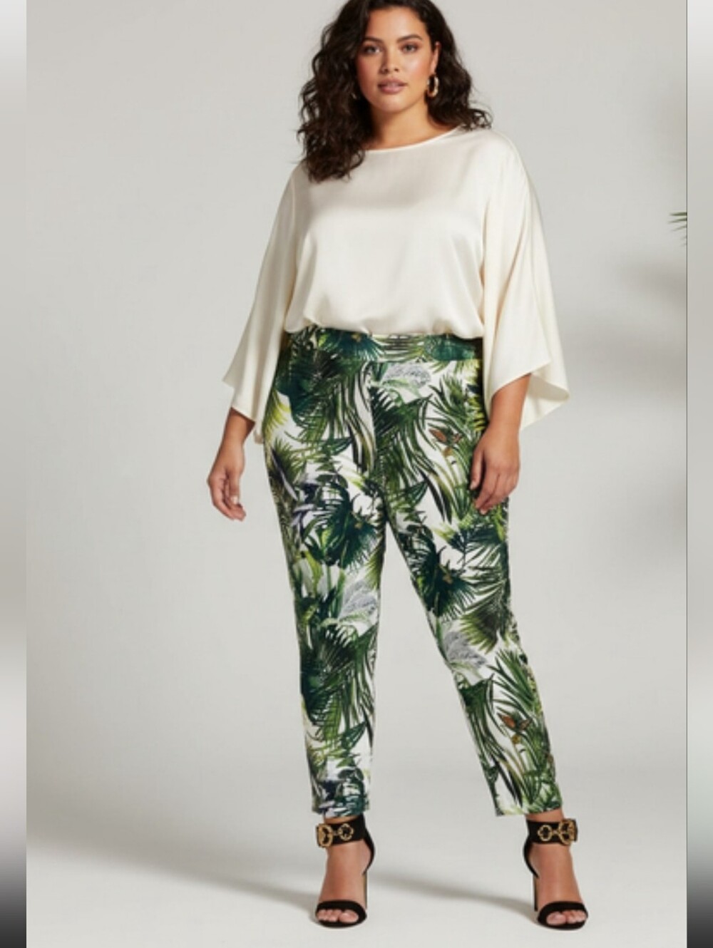 Soft Surroundings Pretty Palms Pull-On Skinny Ankle Pants Size L